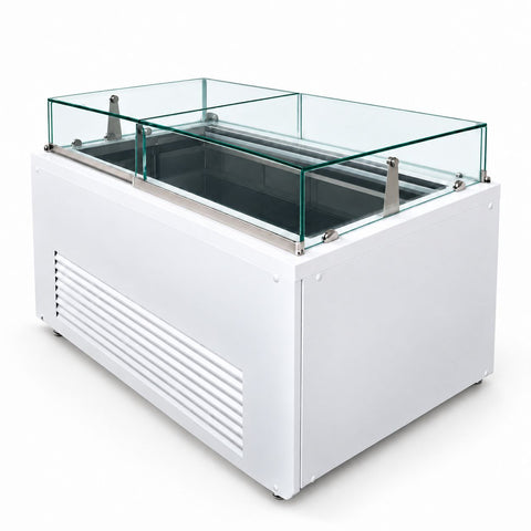 VITRINA RECE CU GEAM DREPT SI CORIAN 120X85X95 DOMINOX