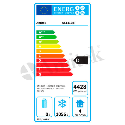 Dulap de congelare ventilat GN 2/1 Amitek AK1412BT, seria Premium, 1333 l