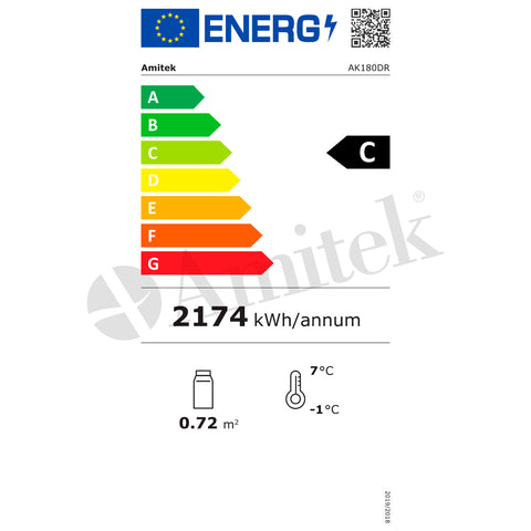 Vitrină frigorifică de banc Amitek AK180DR, 805 × 438 mm