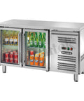 Masă frigorifică ventilată GN 1/1 Amitek AK2104TNG, uși de sticlă, 1360 × 700 mm