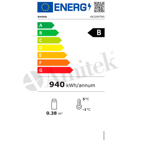Masă frigorifică ventilată GN 1/1 Amitek AK2204TNG, uși de sticlă, cu bordură spate, 1360 × 700 mm