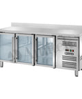 Masă frigorifică ventilată GN 1/1 Amitek AK3204TNG, uși de sticlă, cu bordură spate, 1795 × 700 mm