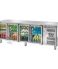 Masă frigorifică ventilată GN 1/1 Amitek AK4104TNG, uși de sticlă, 2230 × 700 mm