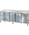 Masă frigorifică ventilată GN 1/1 Amitek AK4204TNG, uși de sticlă, cu bordură spate, 2230 × 700 mm