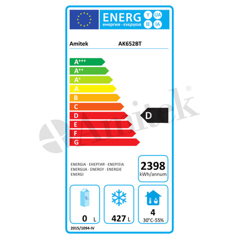 Dulap de congelare ventilat GN 2/1 Amitek AK652BT, seria Premium, 650 l