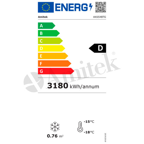 Dulap de congelare ventilat GN 2/1 Amitek AK654BTG, ușă de sticlă, 650 l