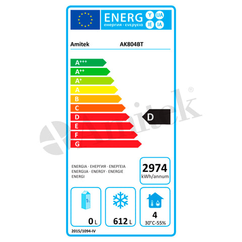 Dulap de congelare ventilat pentru tăvi 600 × 400 (patiserie) Amitek AK804BT, 733 l