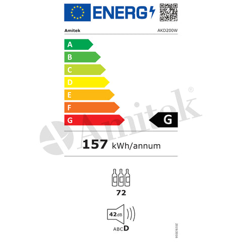 Vitrină frigorifică pentru vin Amitek AKD200W, seria AKD, 600 × 602 mm