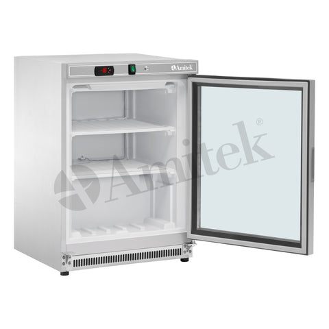 Dulap de congelare static Amitek AKM200FG SS, ușă de sticlă, seria AKM, 140 l