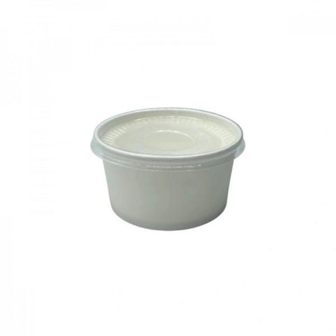 Bol supă carton alb, 12 oz, cu capac PP, set 50 bucăți