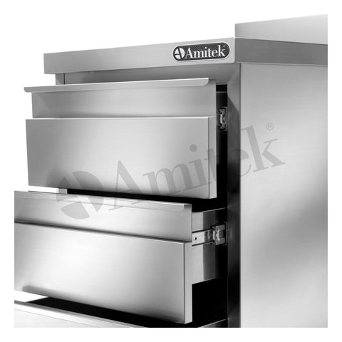 Corp cu sertare inox Amitek, cu bordură spate