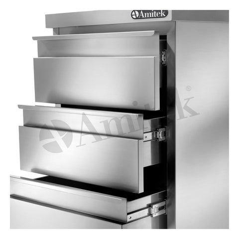 Corp cu sertare inox Amitek, fără bordură spate