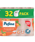 Hârtie igienică Pufina Delicate Peach, 3 straturi, 140 foi/rolă, 32 role/set