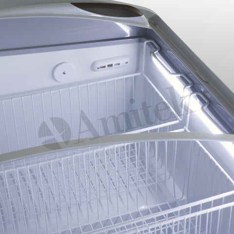 Ladă frigorifică / congelator Amitek AX500CFG, capace din sticlă, 500 l