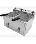 Friteuză electrică dublă Beckers cu două cuve de 8 litri, pentru volume mari în HORECA, performantă.