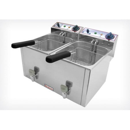 Friteuză electrică dublă Beckers cu două cuve de 8 litri, pentru volume mari în HORECA, performantă.