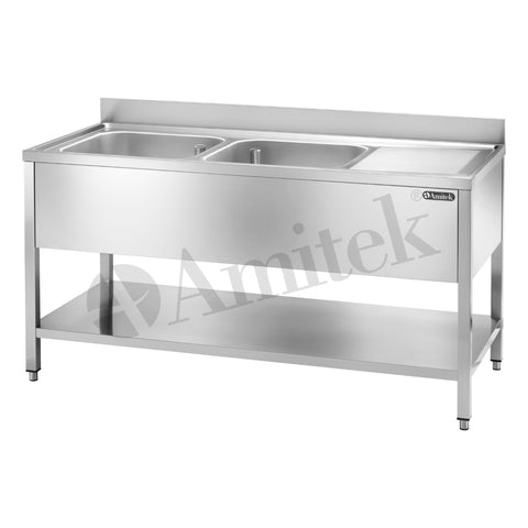 Spălător inox deschis Amitek, cu picurător