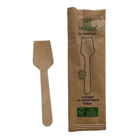 Linguriță din lemn, înghețată, 9.5cm, flat, set 100 buc
