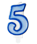 Lumânare tort numărul 5, bleu, parafină