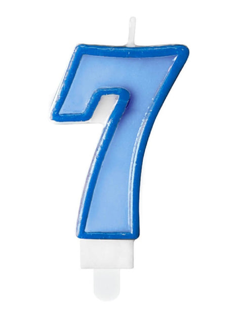 Lumânare tort numărul 7, culoare bleu, pentru aniversări