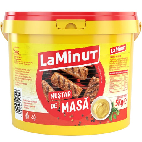 Borcan muștar de masă La Minut 5kg, ideal pentru restaurante, cantine și catering HORECA.