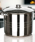 Oală profesională inox cu capac, 28x16cm, 10 litri, 0.8mm, ideală pentru baruri și bucătării HORECA.