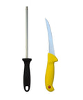 Cutit bucatar profesional, lama ingusta 20 cm, maner galben, inox