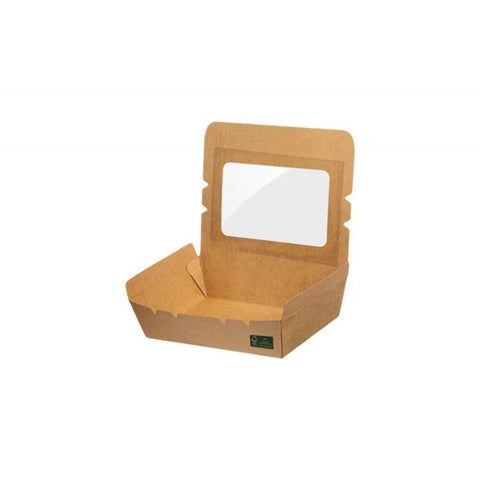 Cutie carton kraft cu fereastră, 900ml, set 50 bucăți