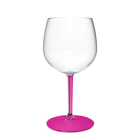 Pahar Ballon Tritan 582ml, picior fucsia, incasabil