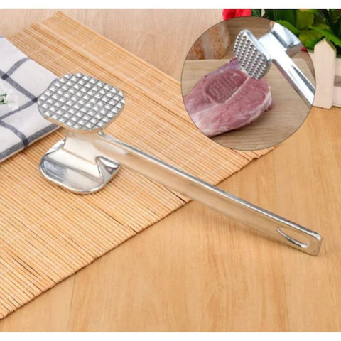 Ciocan profesional din inox pentru șnițel, 24 cm, argintiu, esențial în bucătăriile HORECA.