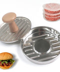Presă profesională pentru burgeri din inox, diametru 13 cm, pentru porții uniforme în HORECA.