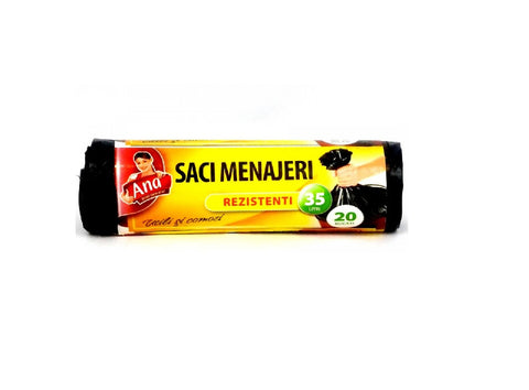 Saci menajeri 35L, ultrarezistenți, 20 buc/rolă, LDPE