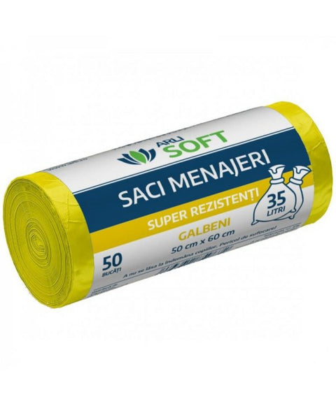 Saci menajeri 35 litri, 50 bucăți/rolă, pentru HORECA