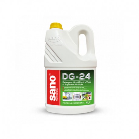 Detergent lichid profesional Sano DG-24, 4L, pentru vase și suprafețe multiple