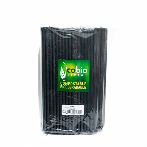 Paie negre compostabile, 150x8mm, 250 buc/set