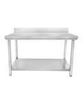 Masă de lucru inox cu poliță și rebord Cuistance STTB206, 2000 × 600 mm