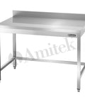 Masă de lucru inox Amitek, cu bordură spate