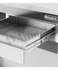Masă de lucru inox cu poliță inferioară și sertare Amitek, fără bordură spate