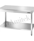 Masă de lucru inox cu poliță inferioară Amitek, fără bordură spate