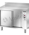 Dulap cald inox pentru veselă Amitek, cu bordură spate